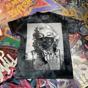 Marilyn Monroe Bandana Graphic Tee - Size Medium, by Proper Tees, Black Tie-Dye